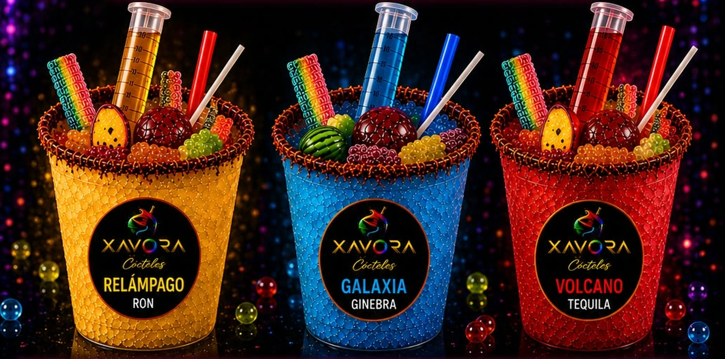Relámpago, Galaxia y Volcano, los tres cócteles Xavora
